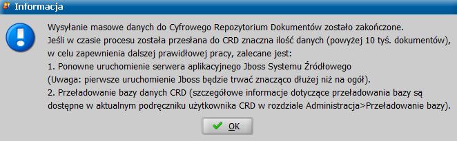 Automatyczne wysyłanie dokumentów w tle Automatyczne wysyłanie dokumentów w tle wykonywane jest w momencie, gdy dla dokumentu w systemie zostanie wykonana czynność powodująca jego przesłanie do CRD,