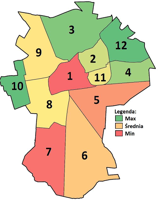 Tabela 36. Liczba mieszkań socjalnych (komunalnych) w przeliczeniu na 100 mieszkańców - stymulanta. (Dane z 09.2016 r.) STREFA 2013 2014 2015 1. Stare Miasto 0,83 0,84 0,86 2.