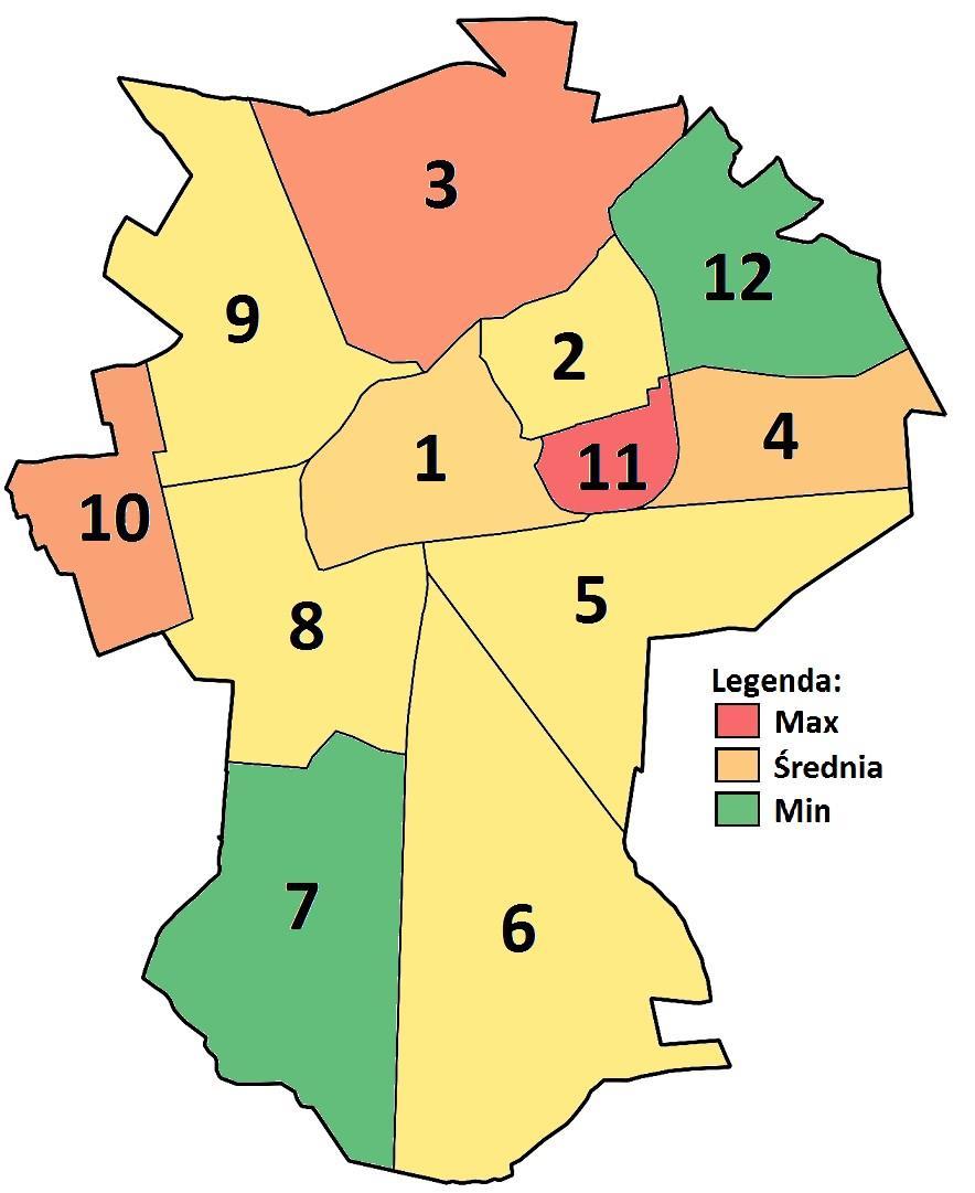 Tabela Miasto Gniezno 0,04 0,01 0,01 Źródło: Opracowanie własne na podstawie danych Komendy Policji Mapa 6. Liczba wypadków drogowych w roku 2015.