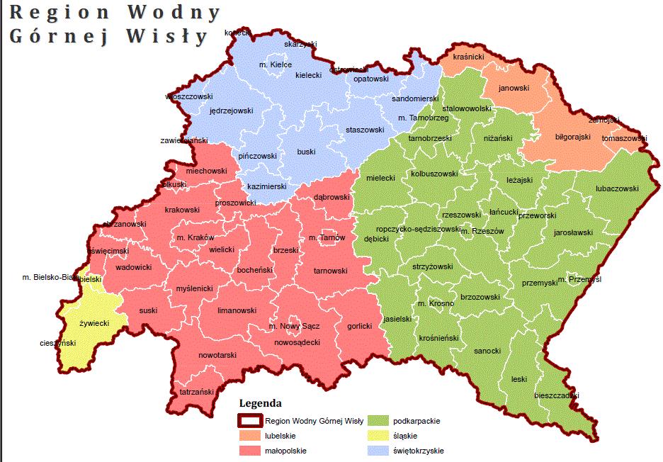 Opis obszaru planowania prawobrzeżnych dopływów Wisły należy zaliczyć San i Dunajec, których zlewnie stanowią prawie połowę obszaru regionu wodnego Górnej Wisły.