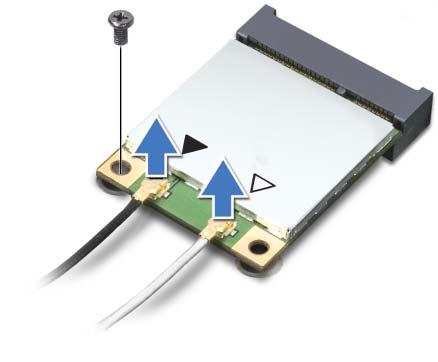 Procedura 1 Odłącz kable antenowe od złączy na karcie Mini-Card sieci bezprzewodowej.