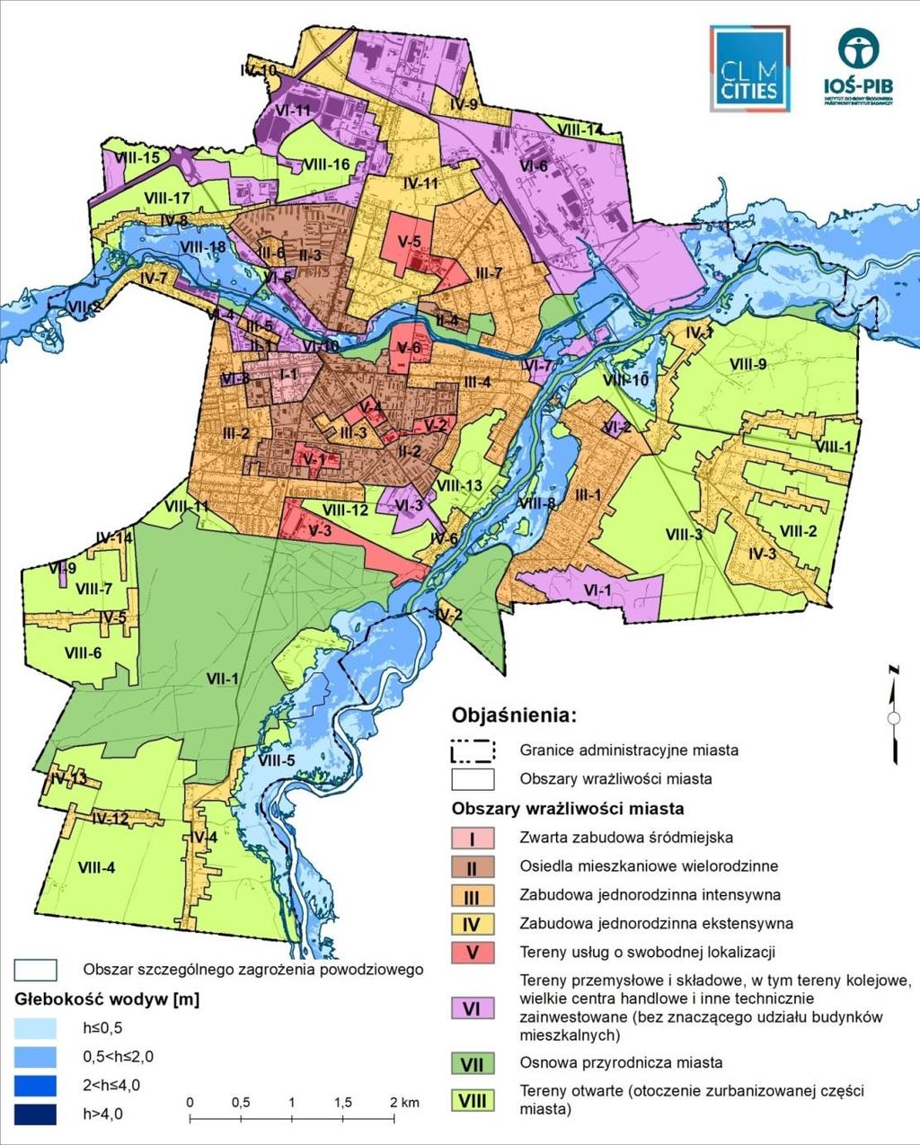 4.2.4 Obszary zagrożenia powodziowego Strategia adaptacji do zmian klimatu Miasta Tomaszowa Mazowieckiego Mapa przedstawiająca obszary szczególnego zagrożenia powodziowego w Tomaszowie Mazowieckim