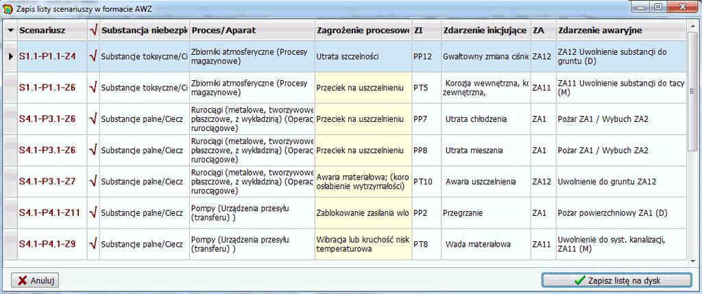 Program ExSysAWZ Eksport wybranych scenariuszy do dalszej analizy AWZ