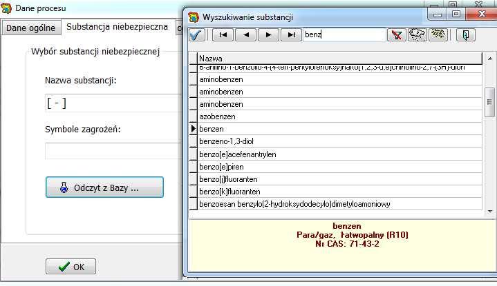 Program ExSysAWZ Wybór substancji z bazy danych A.S. Markowski, M.