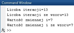 Po opuszczeniu pętli taka zmienna przyjmuje wartość (min+krok floor((max-min)/krok)).