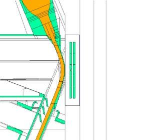 vertical cut, side view horizontal cut vertical cut, front view eurofer container N-16 pipes Rys.3.2.3.1 Zmodyfikowany input geometryczny MCNP wykorzystywany w obliczeniach MCNP. Tabela 3.2.3.1. Grzanie jądrowe od w przednim elementach wykonanych ze stali EUROFER.