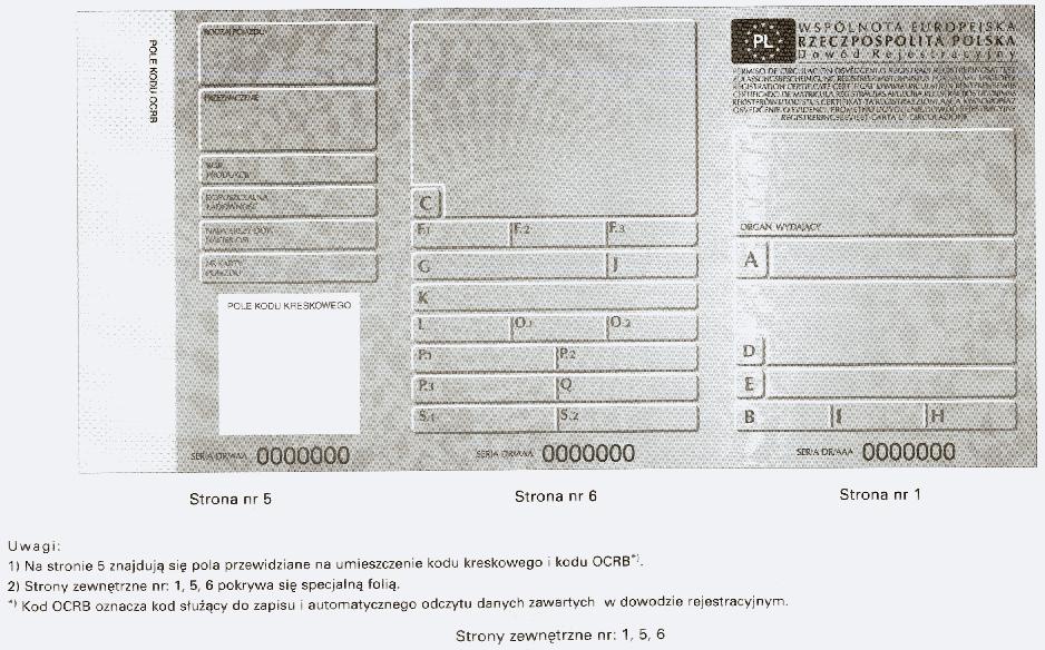 ZAŁĄCZNIK Nr 3 (65) WZÓR DOWODU