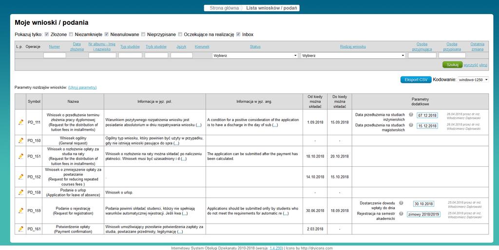 System podań
