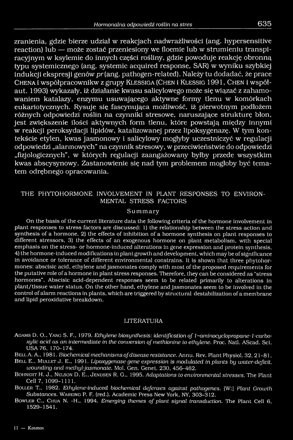 systemie acquired response, SAR) w wyniku szybkiej indukcji ekspresji genów pr (ang. pathogen-related).