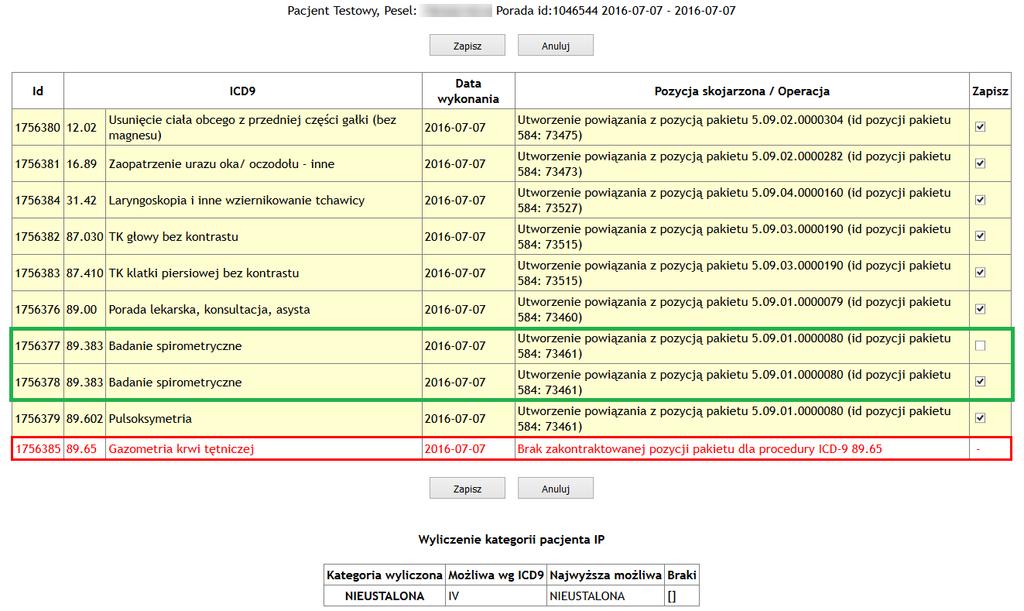 Wyświetlanie linku: 'Rejestruj procedury usługowe IP' zależy od następujących warunków: 1. Kontakt jest świadczeniem na izbie przyjęć 'porada' lub 'odmowa' 2. Kontakt jest aktualny 3.