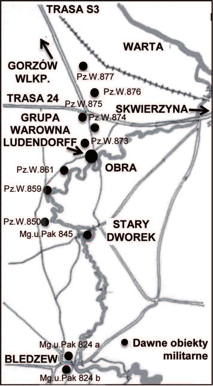 128 Rys. 1. Dawne obiekty militarne na terenie gminy Bledzew Źródło: na podstawie http://fortyfikacjewpolsce.pl/ owb/images/owb/mapy/nord_mapa2.gif [8.12.2015].