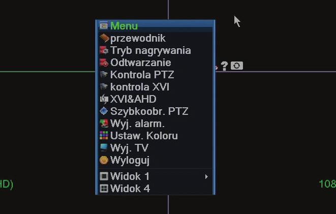 Ikony widoku na żywo: Wył. / Wł. dźwięk Brak sygnału wideo Włączone nagrywanie Aktualny tryb pracy podłączonej kamery (AHD / TVI / CVI / AUTO) 2.