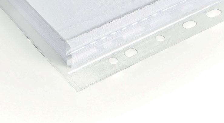 KOSZULKI / POCKETS Koszulka Przestrzenna do Wpinania na Katalog A4 PVC lub PP Space Punched Pocket, A4 PVC or PP wykonana z folii PVC lub PP wysoka przezroczystość i wytrzymałość pojemność: książki,