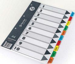 Przekładki z Laminowanym Indeksem / Dividers with tabs wykonane z białego