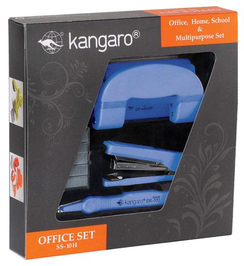 ZESTAWY / SETS ZSZYWACZE I DZIURKACZE KANGARO / STAPLERS AND PUNCHES KANGARO Zestaw COMBO COMBO plastic body stapler with quality steel components built-in staple remover & reload indicator quick