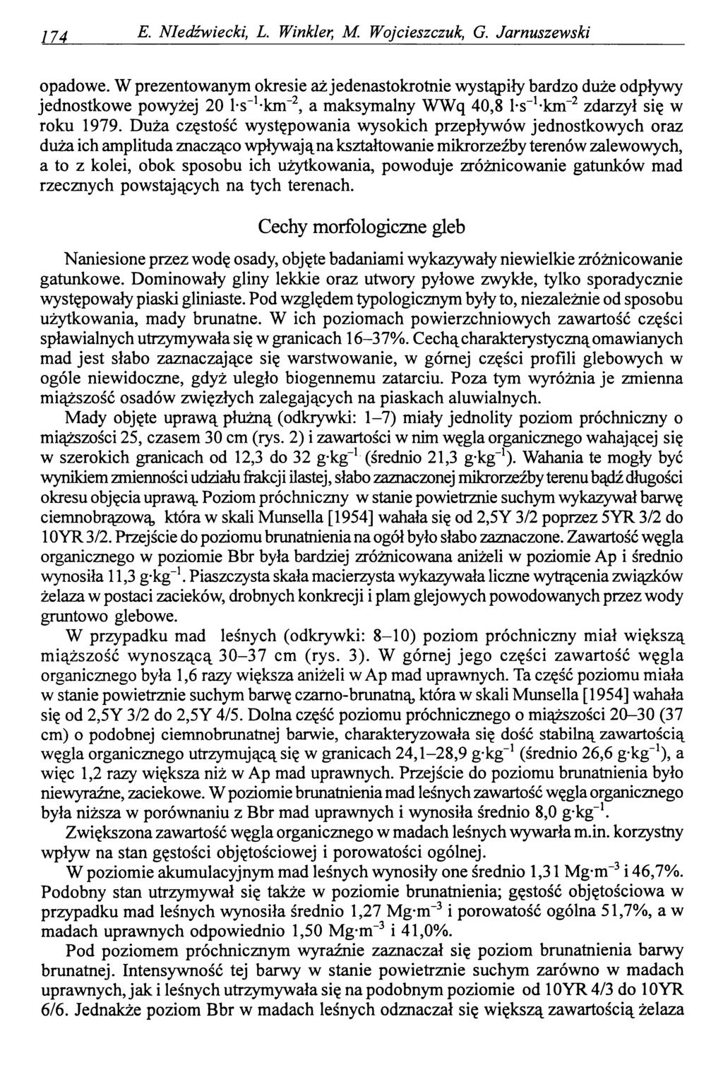 174 E. NIedźwiecki, L. Winkler, M. Wojcieszczuk, G. Jarnuszewski opadowe.