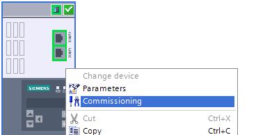 Przechodzimy po raz kolejny do konfiguracji sprzętowej napędu, tym razem z menu podręcznego wybieramy opcję Commissioning.