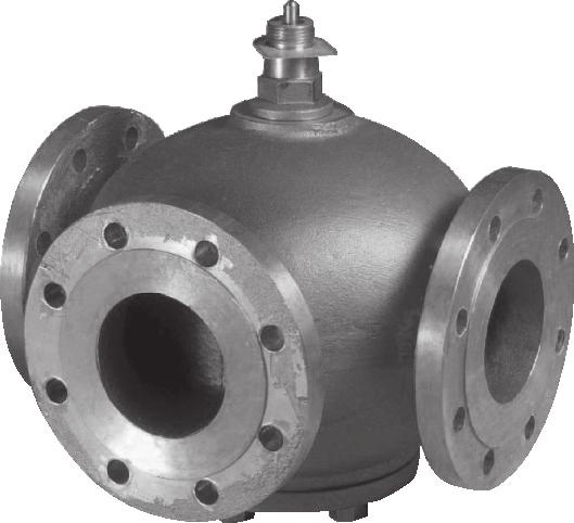 Zawory regulacyjne 3-drogowe L3F, M3F, G3F DN 65-150 Zastosowanie: stosowane z termostatami V4, V8, napędami pneumatycznymi S16, S25 w celu regulacji przepływu zimnej i gorącej wody, roztworów