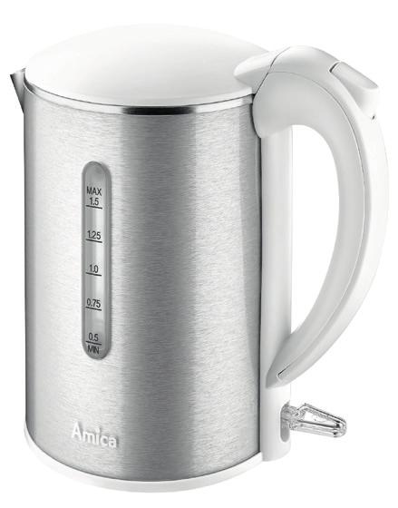 maximum level. Water will boil in approximately 5 minutes, and the kettle will switch off automatically. Use: Place the base on a solid and level surface.