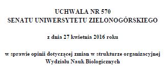 2016 - Wydział Nauk Biologicznych Katedra