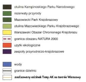 Legenda: Otulina Kampinowskiego Parku Narodowego Rezerwat przyrody Mazowiecki Park Krajobrazowy Otulina Mazowieckiego Parku Krajobrazowego Warszawski Obszar