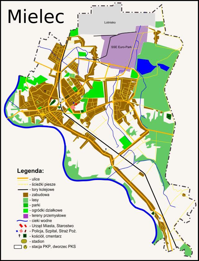 Rysunek 3. Plan Miasta Mielca 70 Mielec jest podzielony na 18 osiedli, które są jednostkami pomocniczymi wspólnoty samorządowej.