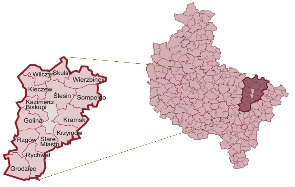 2. Ogólna charakterystyka powiatu konińskiego 2.1. Położenie Powiat Koniński położony jest w północno-wschodiej części województwa wielkopolskiego.