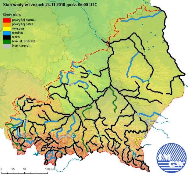 3. Prognoza hydrologiczna 3.1 Prognoza na okres od godz. 06 UTC dn. 24.11.2018 do godz. 12 UTC dn. 25.11.2018 r.
