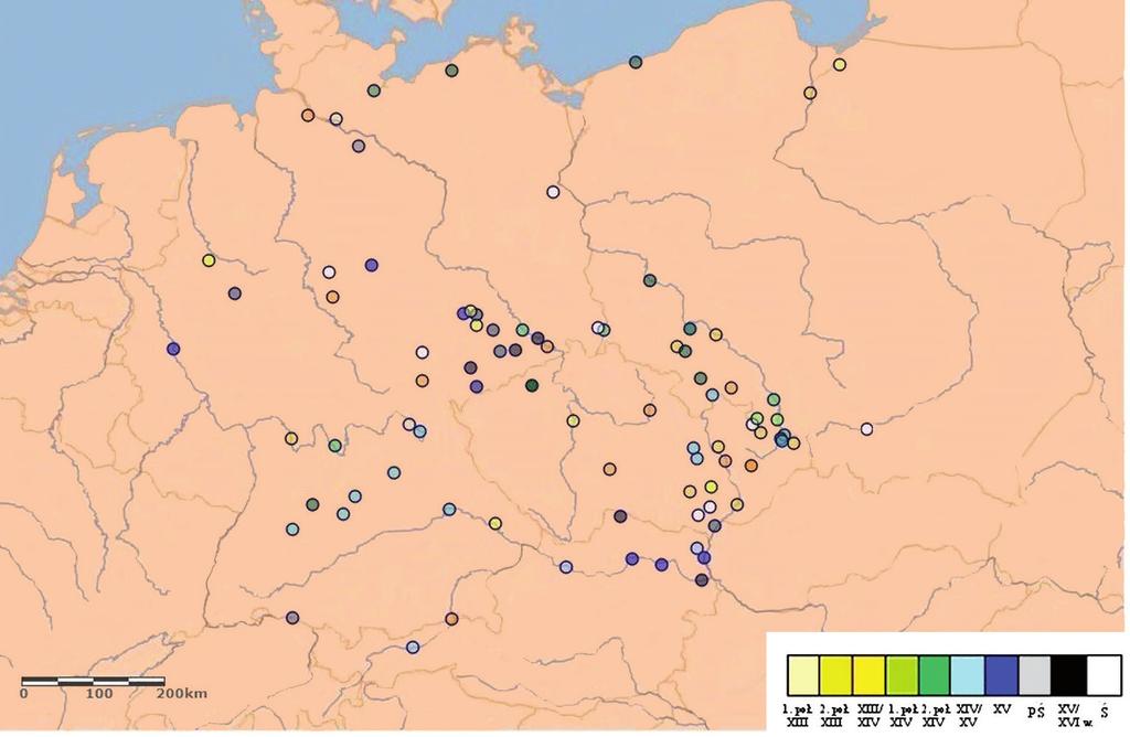 Produkcja figurek glinianych koników na Śląsku 263 Szczególny charakter tej grupy zabytków na terenie Śląska związany jest z warsztatami ceramicznymi funkcjonującymi od XIII do poł. XVI w.