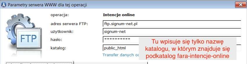 3.1.3. Parametry FTP i deklaracja skryptów na serwerze WWW Kliknij w ikonę ADMINISTRATOR