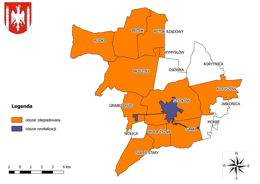 Mapa 1 Lokalizacja obszaru rewitalizacji na tle obszaru
