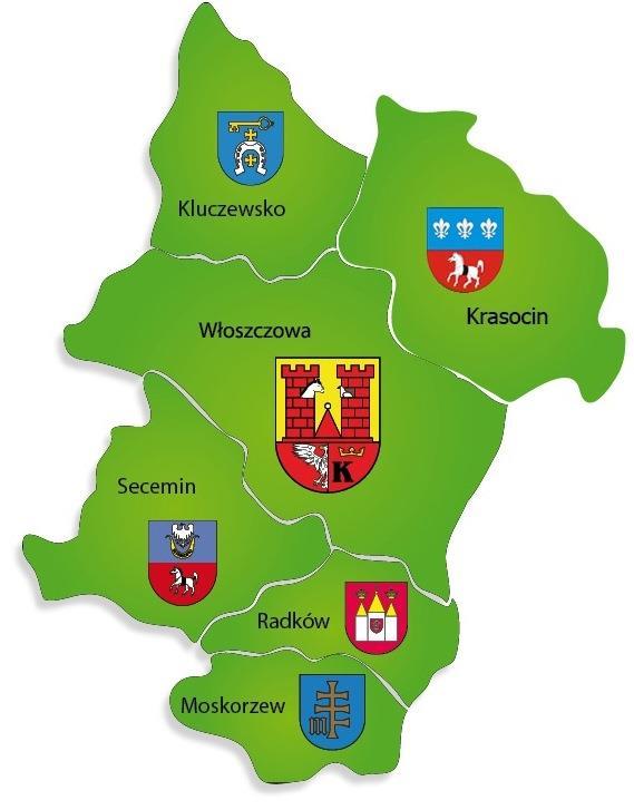 Mapa 2 Kluczewsko na tle powiatu włoszczowskiego Źródłu: http://www.wmzw.plenerownia.