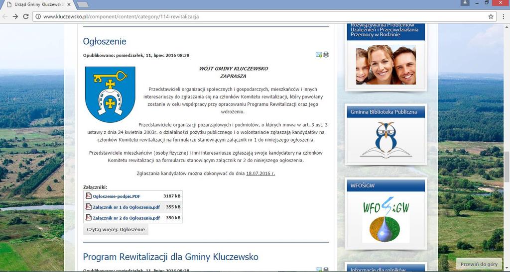 Spotkania otwarte W ramach tworzenia Programu Rewitalizacji odbyły się następujące rodzaje konsultacji społecznych: Wykorzystanie formularza ankietowego (zgłaszania uwag) opublikowanych na stronie