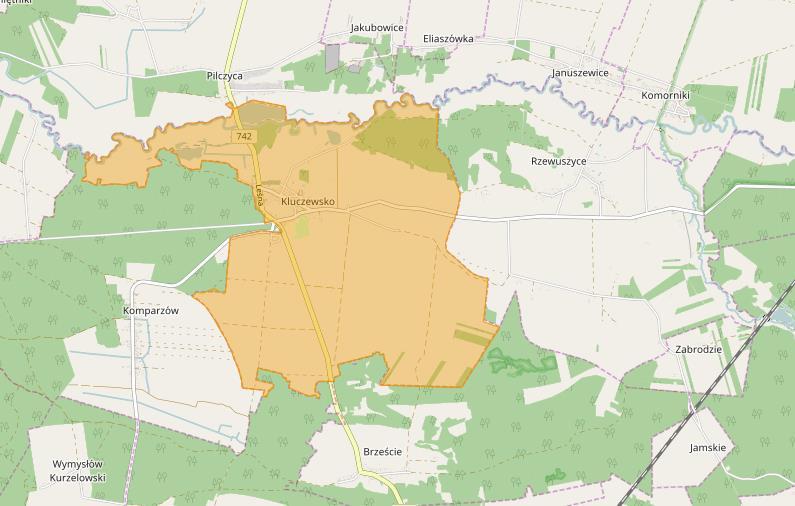 pl Mapa 10 Obszar rewitalizacji nr 1 miejscowość Kluczewsko