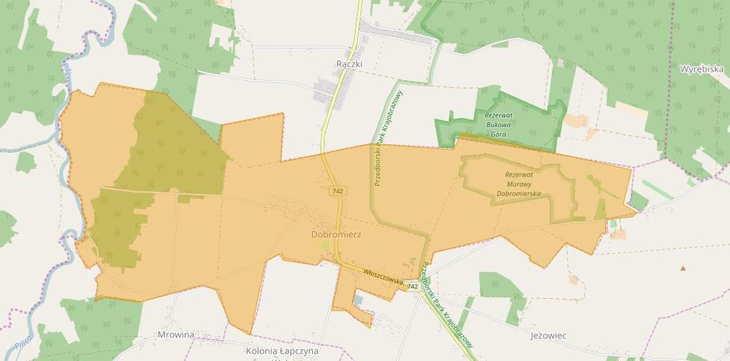 Mapa 11 Obszar rewitalizacji nr 2 sołectwo Dobromierz
