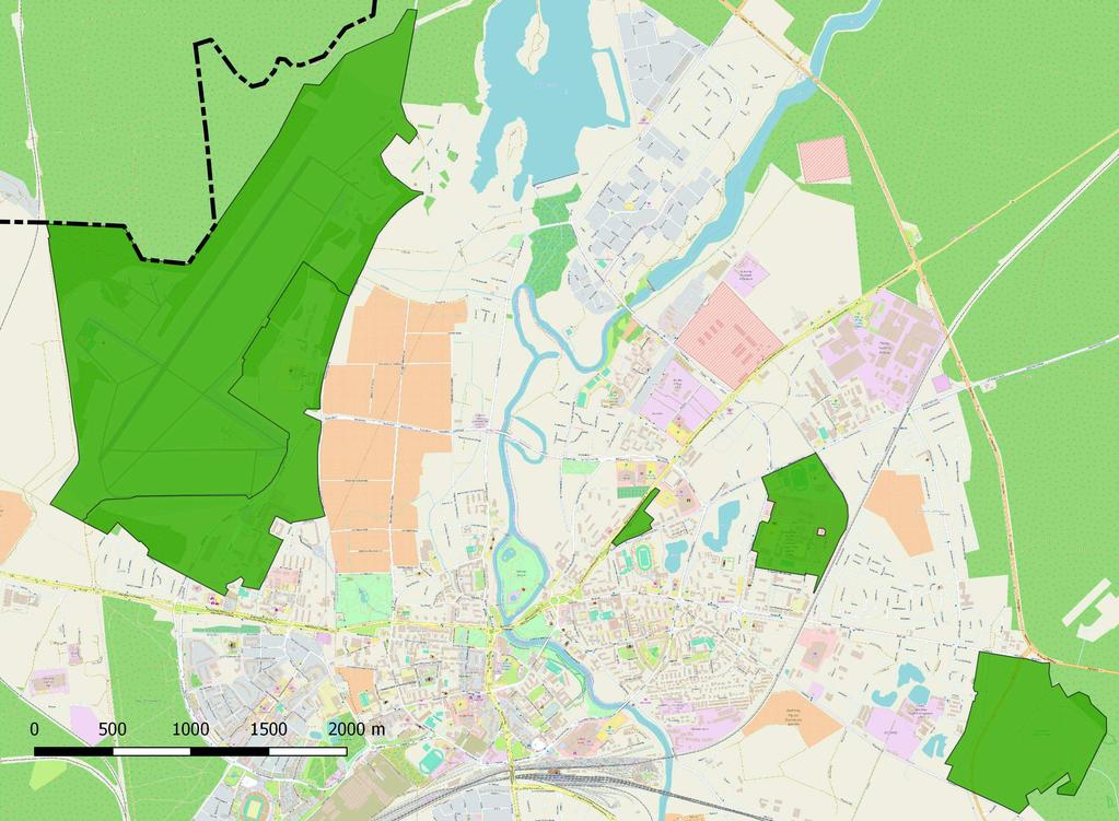 1272 ha - 12,4% ogólnej powierzchni m.