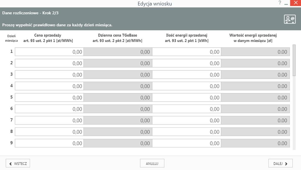 Rysunek 14: Kreator wprowadzania wniosku dla Sprzedawcy, krok 2 Rysunek 15: Kreator wprowadzania wniosku dla Wytwórcy, krok 2 Jeśli system