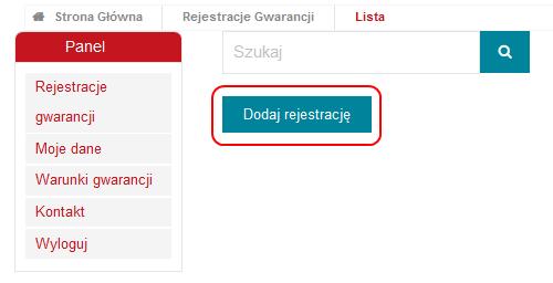 - REJESTRACJE GWARANCJI Opcja ta pozwala zarejestrować zakupione narzędzia oraz przeglądać dokonane rejestracje.