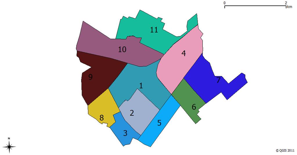 Osiedle Jagiellońska (2), zawiera się w obszarze między ulicami: Wysockiego, Sobieskiego, Krasińskiego, Mickiewicza, Jagiellońską i Warszawską; Osiedle Sobieskiego (3) położone jest między ulicami
