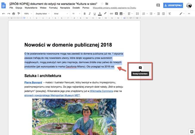 > Komentowanie współdzielonego