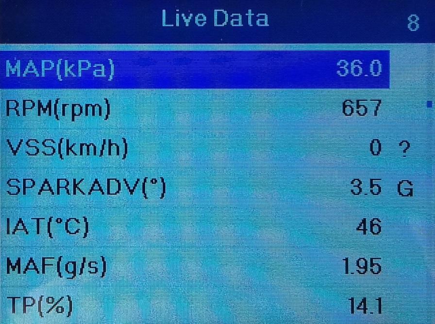 Następnie uruchom silnik, i ponownie odczytaj wartość MAP z OBD, wprowadź odczytaną wartość w polu MAP