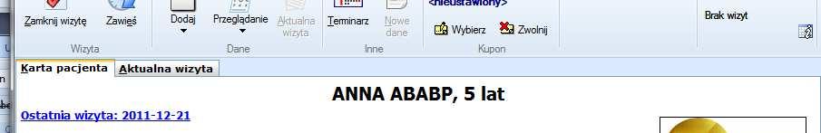 a. Tylko na karcie pacjenta: Co oznacza, że po przełączeniu się na kartę wizyty może nie być