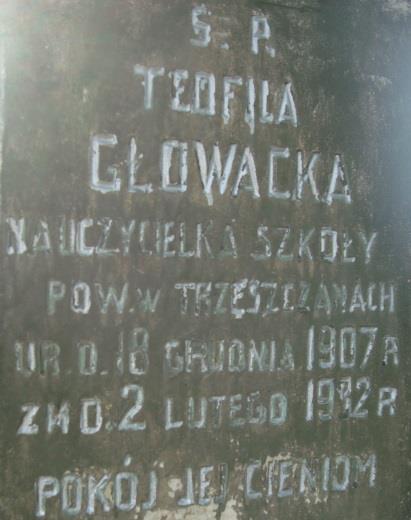 126 Grabowiecki Słownik Biograficzny / Grabowiec's Biographical Dictionary Urodziła się 18 grudnia 1902 roku. Nauczycielka Publicznej Szkoły Powszechnej w Trzeszczanach 906. Zmarł 2 lutego 1932 roku.