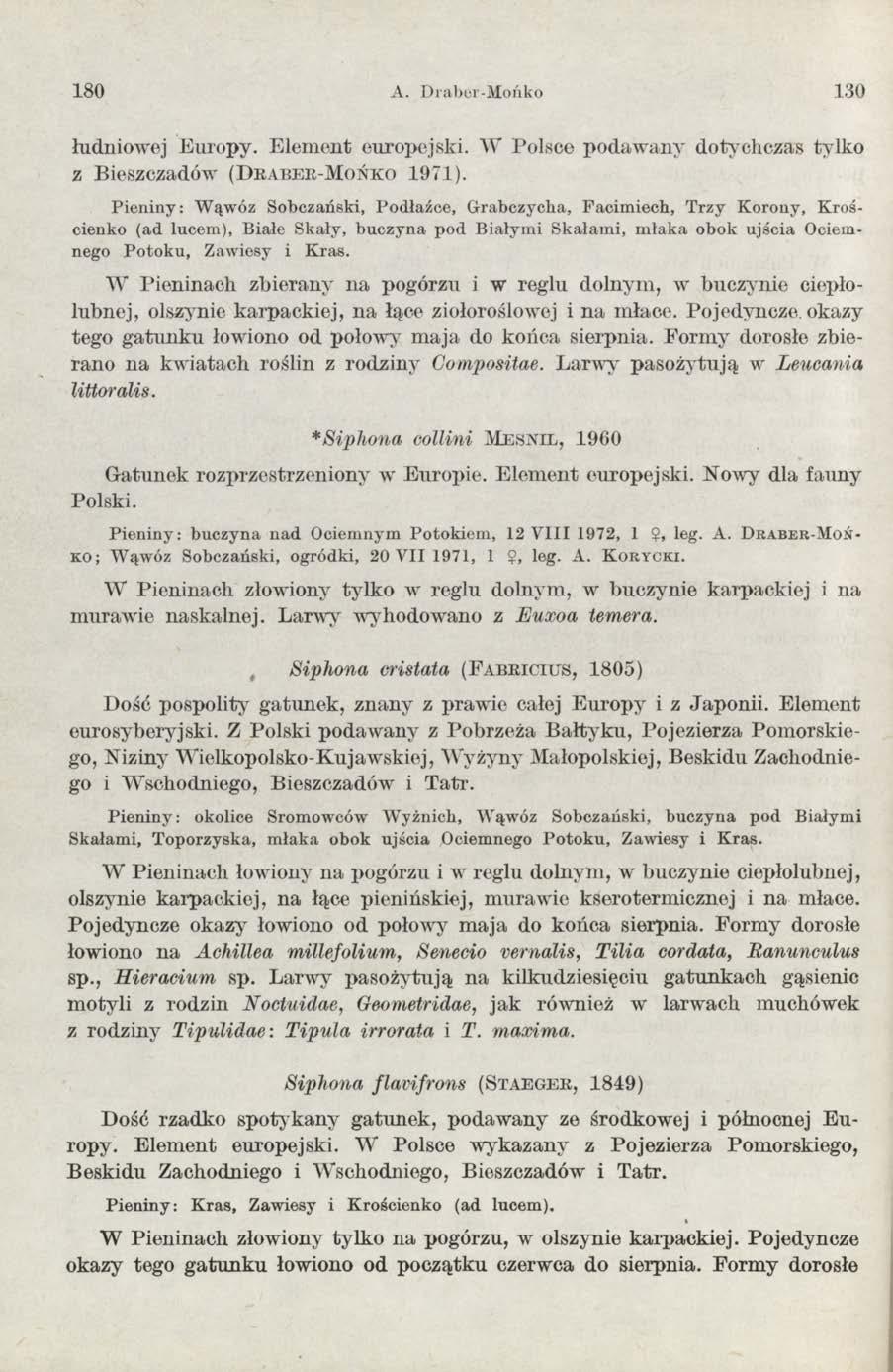 180 A. Draber-Mońko 130 łudniowej Europy. Elem ent europejski. W Polsce podaw any dotychczas tylko z Bieszczadów ( D r a b e r - M o ń k o 1971).