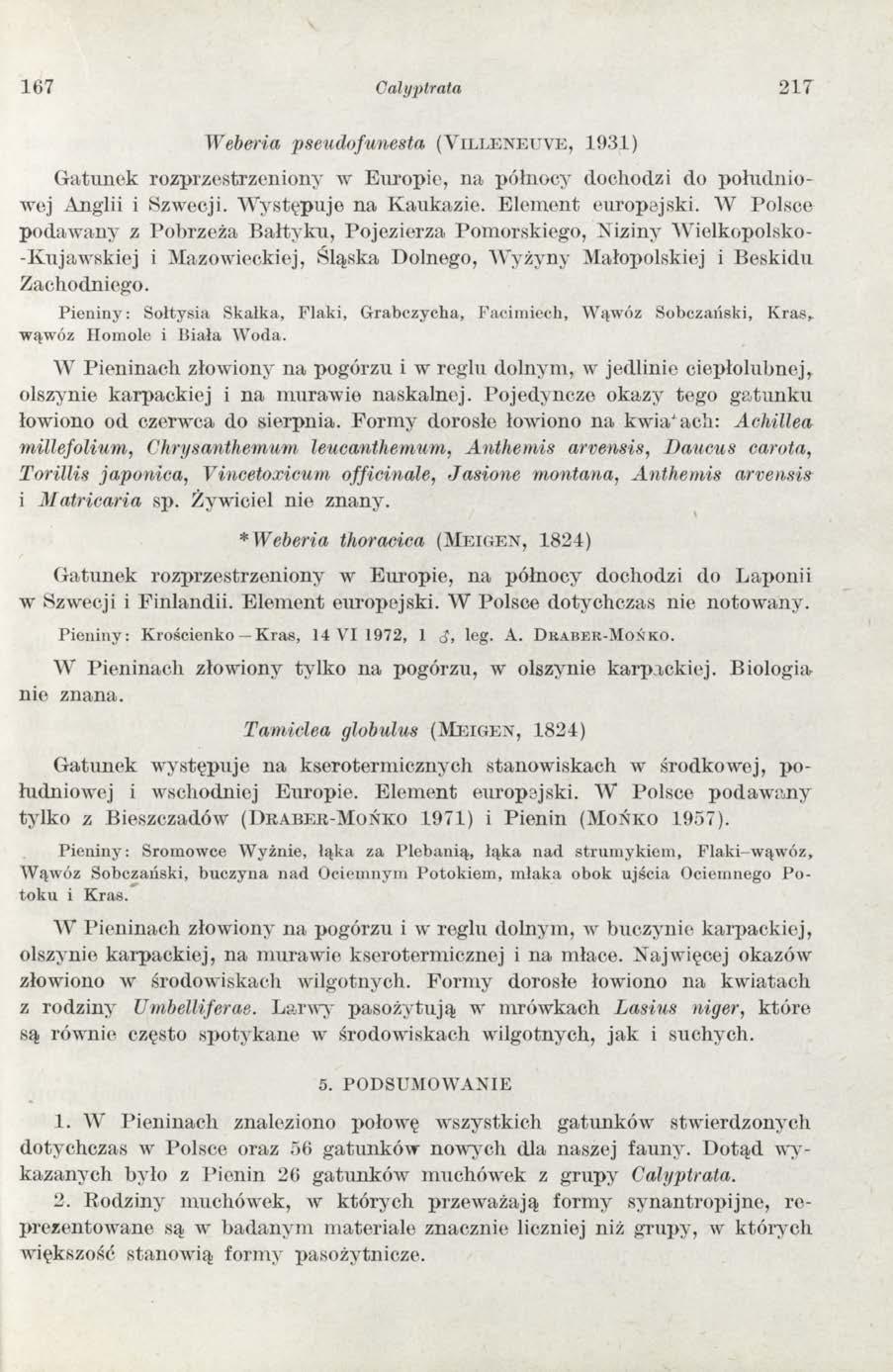 167 Cały pirata 2 1 7 Weberia pseudofunesta (V i l l e n e u v e, 1 9 31) G atu n ek rozprzestrzeniony w E uropie, na północy dochodzi do południowej Anglii i Szwecji. W ystępuje na K aukazie.