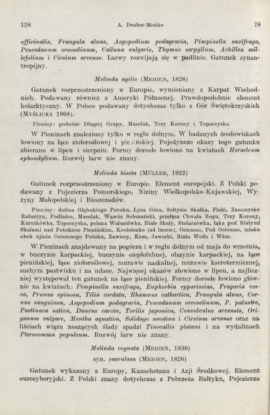 128 A. Draber-Mońko 78 officinalis, Frangula alnus, Aegopodium podagraria, Pirnpinella saxifraga, Peucedanum oreoselinum, Calluna vulgaris, Thym us serpyllum, Achillea m illefolium i Cirsium arvense.