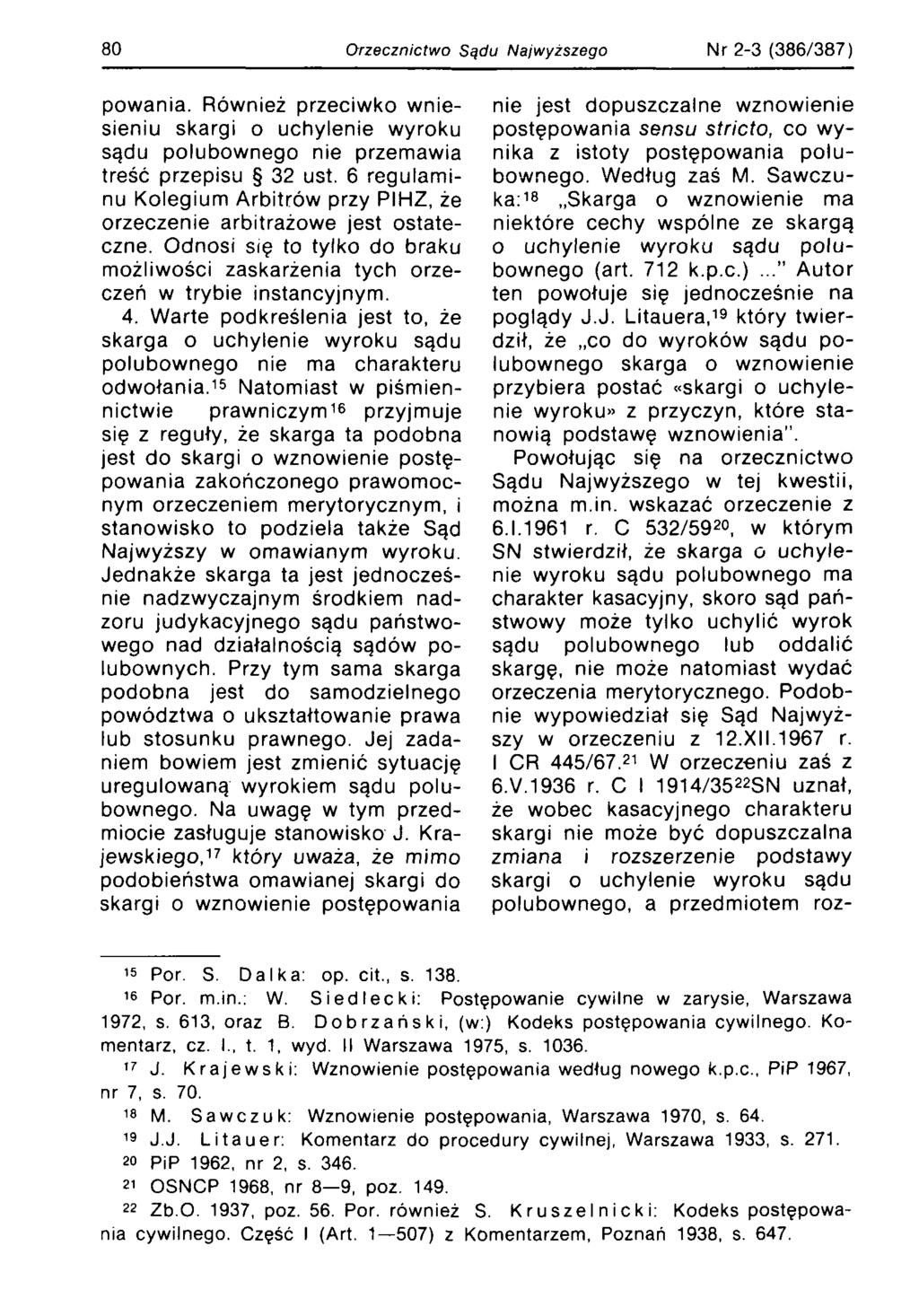 80 Orzecznictwo Sądu Najwyższego Nr 2-3 (386/387) p o w a n ia.