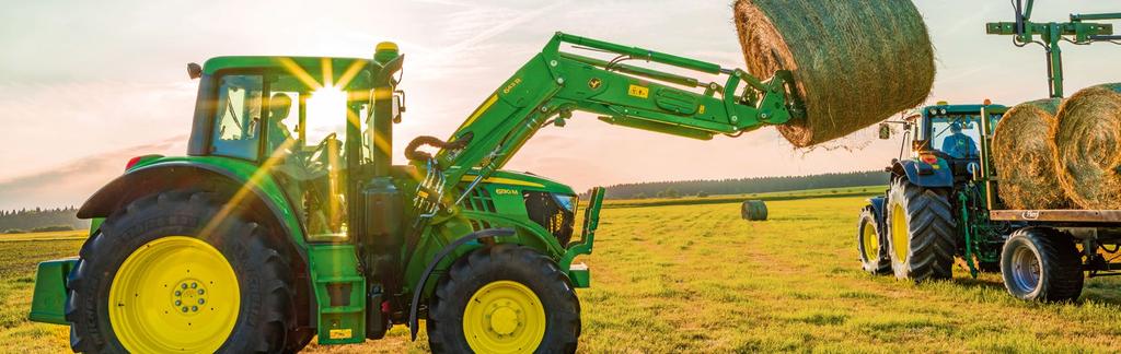 22 Popraw swoje wyniki: Ładowacze czołowe John Deere serii R Ciągnik 6M to idealna platforma do ciężkiej pracy z ładowaczem czołowym dzięki konstrukcji pełnoramowej John Deere.