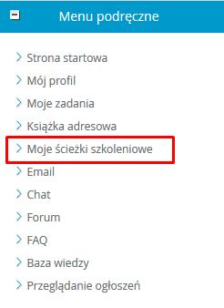 Najważniejsze obszary głównego widoku 1.7.2 Moje ścieżki szkoleniowe W obszarze tym zostały umieszone odnośniki do ścieżek szkoleniowych, do których został przypisany użytkownik.