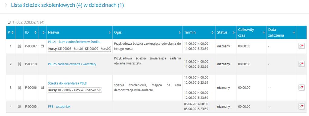 Rysunek 37 Menu dla Kursanta Domyślnie po wybraniu zakładki Ścieżki szkoleniowe wyświetlana jest pozycja Moje ścieżki szkoleniowe.